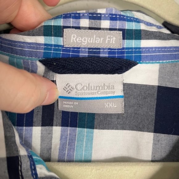 Columbia Sportswear Short Sleeve Button Down Men's XXL Blue Plaid Regular Fit - Picture 4 of 6